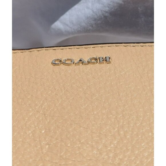 Coach Bifold Pebbled Leather Long Slim Wallet Clutch Beige - Picture 10 of 12